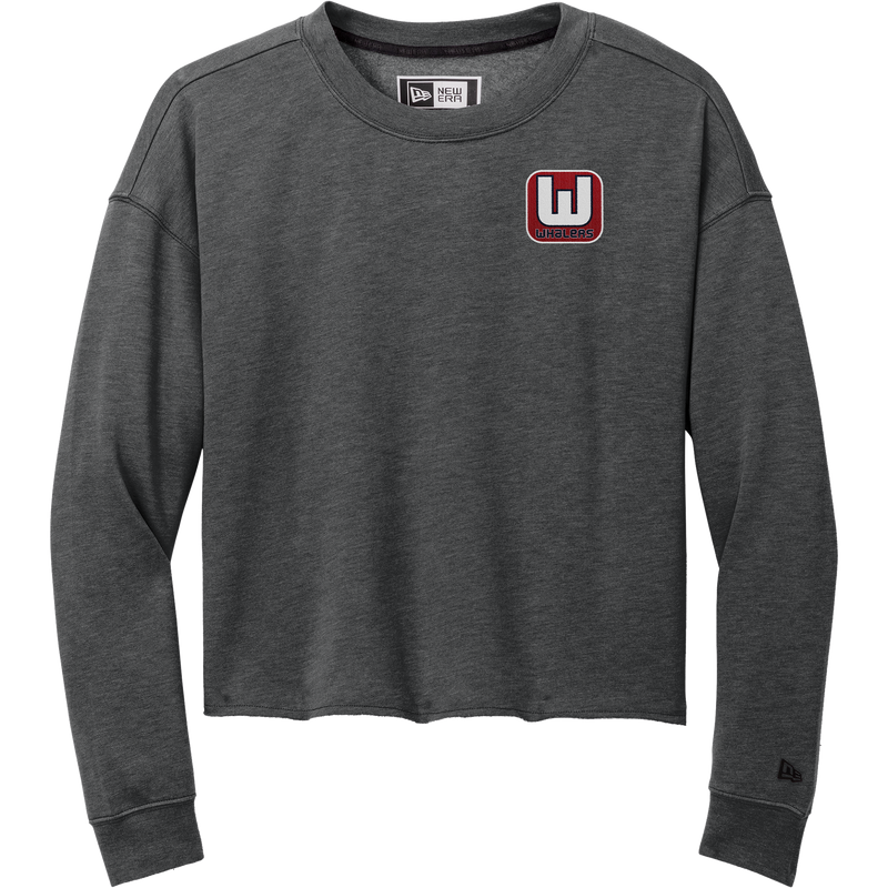 CT Whalers Tier 1 New Era Ladies Tri-Blend Fleece Crop Crew