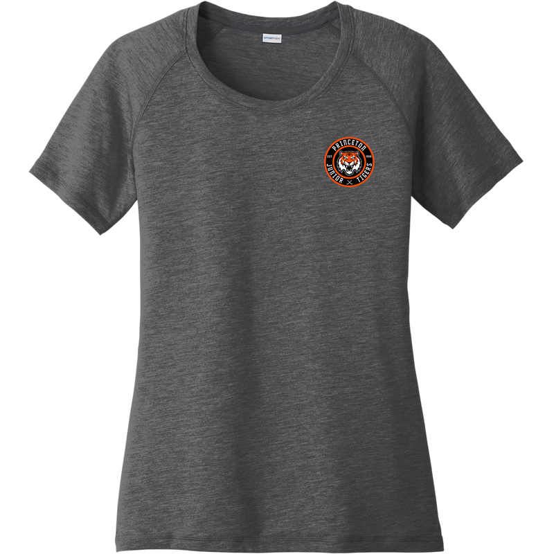 Princeton Jr. Tigers Ladies PosiCharge Tri-Blend Wicking Scoop Neck Raglan Tee