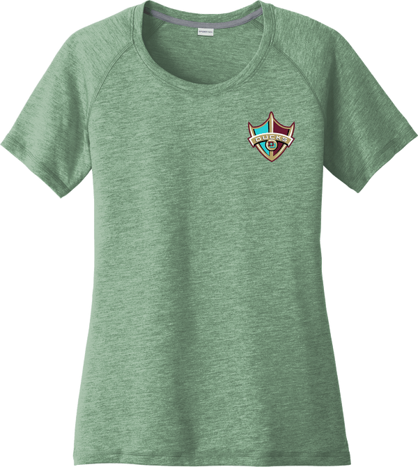 Delaware Ducks Ladies PosiCharge Tri-Blend Wicking Scoop Neck Raglan Tee