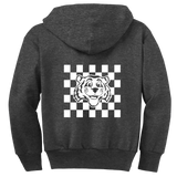 Coles Elementary Youth 'Checkered Tiger' Full-Zip Hooded Sweatshirt